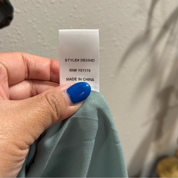 If By Sea Anthropologie Small Teal Floral Midi Dress Faux Wrap Wedding Cocktail - Picture 5 of 8